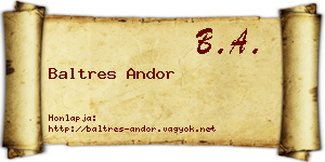 Baltres Andor névjegykártya